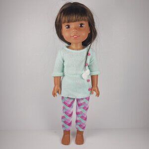 American Girl Doll Brown Hair Eyes Bangs WellieWishers Ashlyn? Freckles 14"